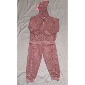 Toddler Girls Pink Iridescent Dinosaur Hoodie Jogger Tracksuit Set Size 3T